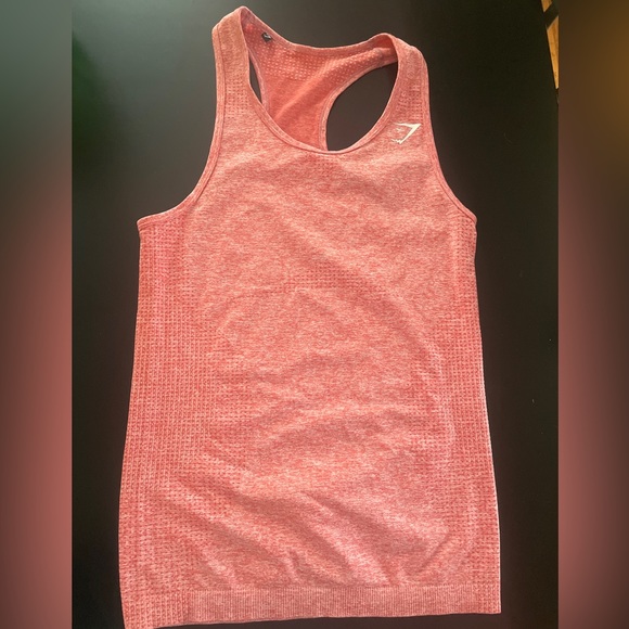 Gymshark Womens Seamless Tank Top Pale Red Size XS/S Stretch Athletic Racerback - Picture 1 of 6